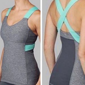 LULULEMON PUSH YOUR LIMITS TANK GREY AND MINT GREEN
